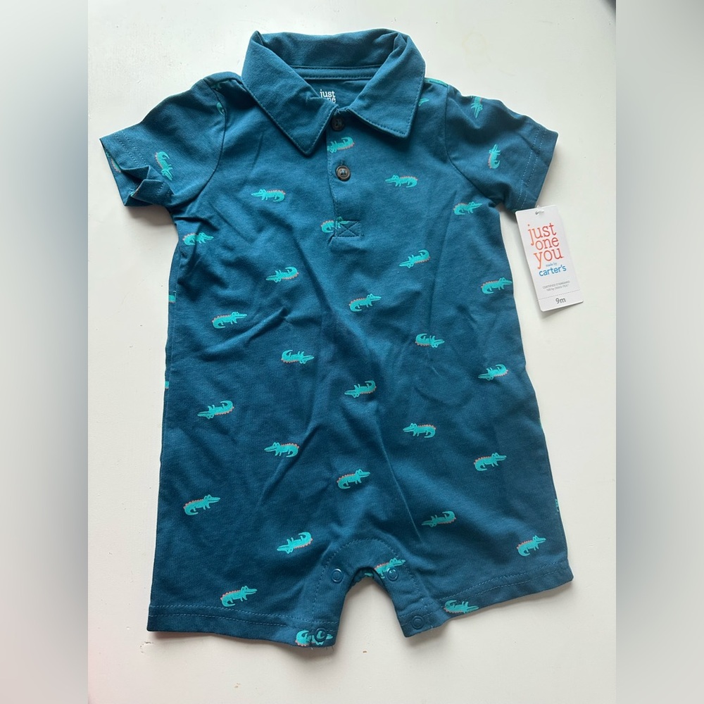 Carter's Blue Alligator Print Baby Romper